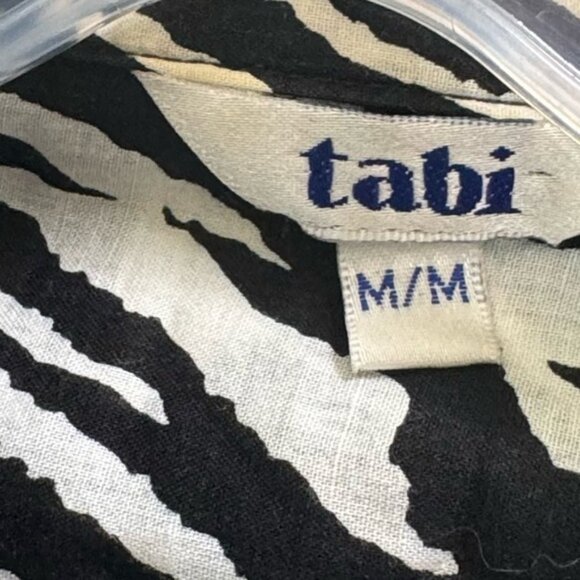 Tabi Vintage Zebra Cotton Roll Tab Sleeve Safari Shirt Pocket Lightweight Slit M - Picture 10 of 16